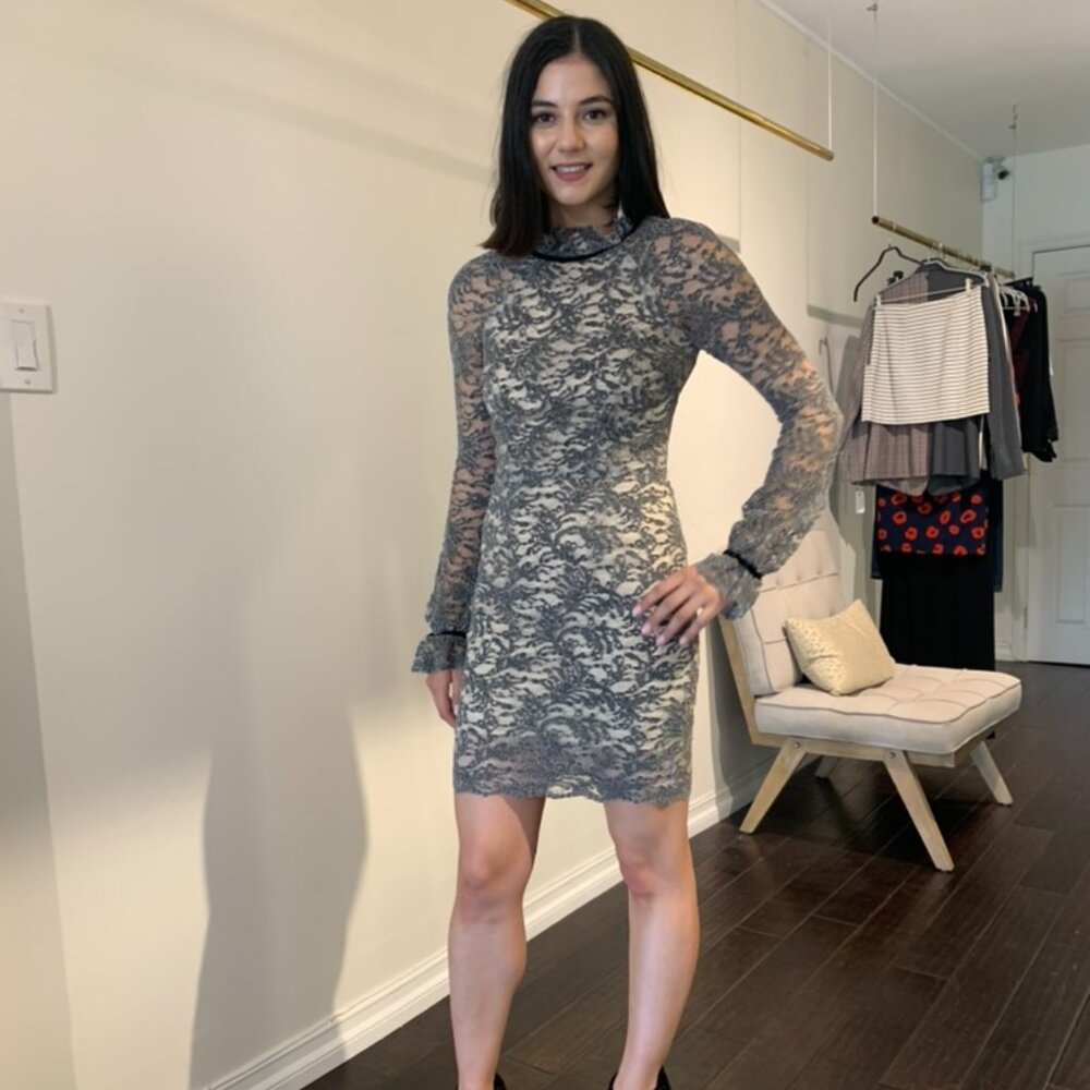 Rebecca Vallance Lace Pattern Mini Dress